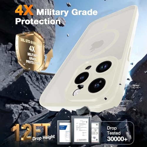 Magnetic Case for iPhone 13 Pro 6.1-Inch, [Compatible with Magsafe][Full Camera Protection] Ultra Slim Translucent Matte Shockproof Protection Phone Cover-Clear - color: White, size: iPhone 13 Pro