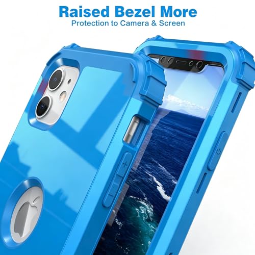 IDweel for iPhone 11 Case with Screen Protector for Women, Luxury Hybrid 3 in 1 Shockproof Slim Fit Heavy Duty Protection Hard PC Cover Soft Silicone Bumper Full Body Case,Glitter Sky Blue - color: Glitter Sky Blue
