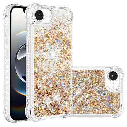 Bling Glitter Case for Apple iPhone 16e.Liquid Gold | Soft TPU Sparkly Flowing Liquid Floating Clear Case for Women Girls Cover for Apple iPhone 16e - color: Gold