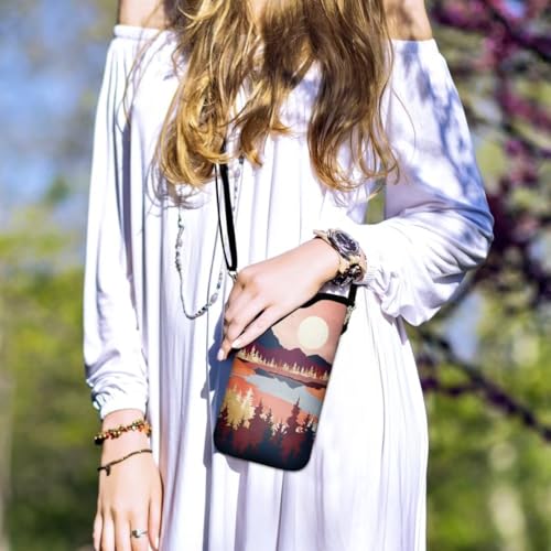 Cell Phone Sleeves Bag Case Crossbody Neoprene Holder Lanyard Phone Pouch for Women Men 7.5 X 4.5 Inches - Lake Moon - color: Lake Moon
