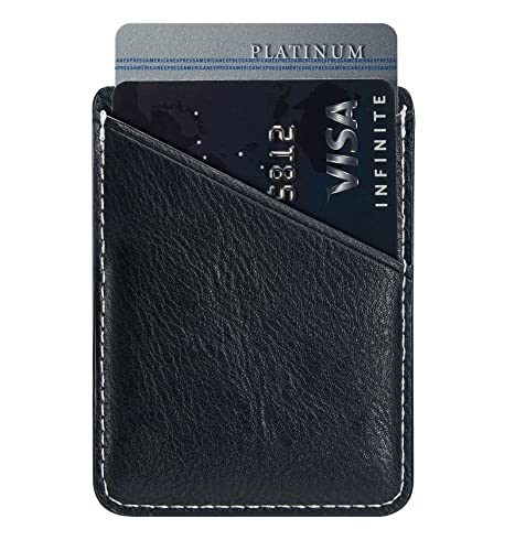 PU Leather Phone Card Holder, Stick-On for iPhone Samsung & More - color: Black-2pc