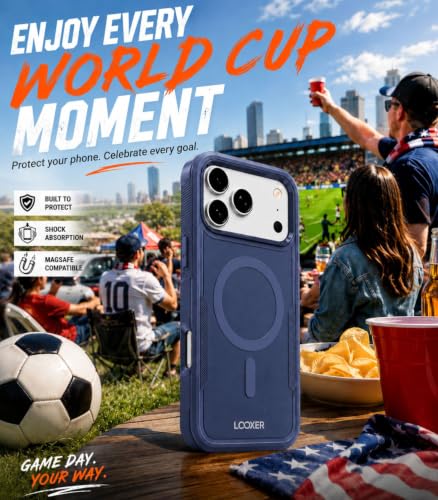 LOOXER® Heavy Duty Rugged Magnetic Case for iPhone 17 Pro (6.3”) | Military Grade Shockproof Protection,MagSafe Compatible+ Tempered Glass Included (Blue, 17 Pro) - color: Blue, size: 17 Pro