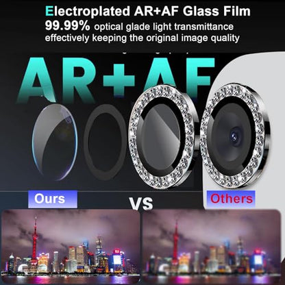 Zeking (2 Set) Bling Camera Lens Protector Compatible with Motorola Razr Fold 5G, Glitter Bling Sparkly 9H Tempered Glass Protector Metal Individual Ring (Bling-Black) - color: BlingBlack