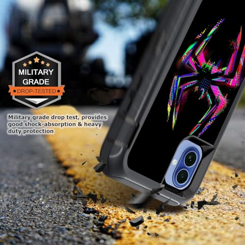 for iPhone 17 Case with Screen Protector Spider Cool Design Full Body Heavy Duty Rugged Shockproof 3-Layer Protective Black Phone Case for iPhone 17 Boys Men - color: Cow White