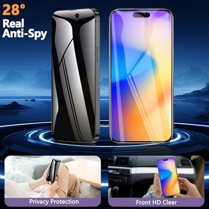 2 Pack for iPhone 16 Pro Max Privacy Screen Protector Film (NOT Glass), Anti-Spy Flexible PET Film Screen Protector for iPhone 16 Pro Max with [Easy Installation Tray], Ultra-Thin, Non-breakable - size: iPhone 16 Pro Max