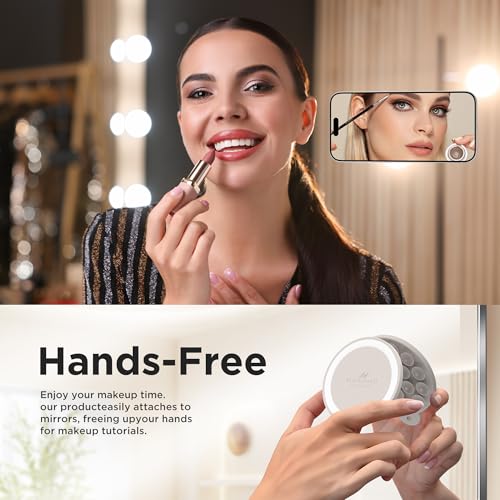 Magnetic Suction Cup Phone Mount with MagSafe, Silicone Hands-Free Grip Holder for iPhone Case and Android, Mirror Shower Phone Stand for Makeup FaceTime Gym Kitchen Bathroom, Stone - color: Stone