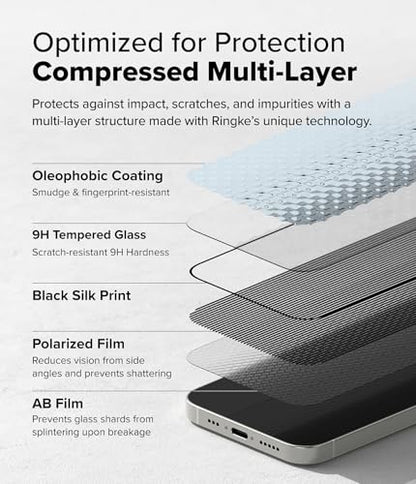Ringke for iPhone 17e / 16e / 14/13 Screen Protector [Easy Slide Privacy] - size: iPhone 17e / 16e / 14 / 13 Pro / 13