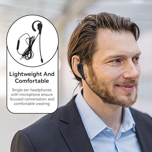 Cyrank Earphone Earbud, Single Headset One Ear Ear Hook Headphone Sport Earphone with Hook 3.5mm Wired Headset for Office for Safe Driving Biking Running Gaming and Working