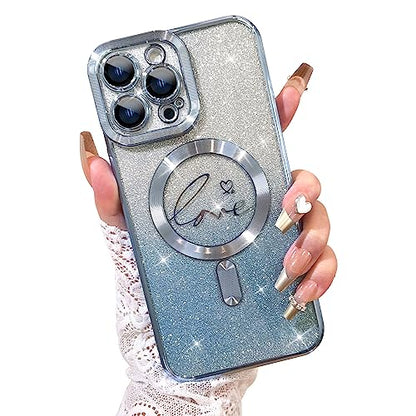 Fiyart Magnetic for iPhone 14 Pro Max Case Glitter Women Girls 6.7"-Blue - color: Blue, size: iPhone 14 Pro Max