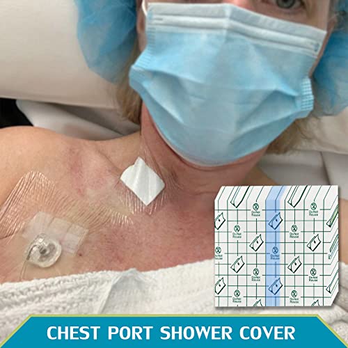 50 Pcs Waterproof Shower Protector Bandage 4x4 inch for Chest Chemo Dialysis Catheter Shower Cover Hemodialysis Port Surgery Incisions Bath Guard Patch Transparent Film Clear Adhesive Wounds Dressing - size: 4x4 Inch (Pack of 50)