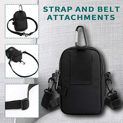 Lohol Multifunction Cell Phone Holster, One Shoulder Pouch with Carabiner, Outdoor Tactical Waist Belt Bag, Security Purse Crossbody Gadget Pocket for Smartphone Up to 6.5 inches - color: 1# Navy Blue