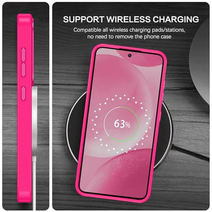 BENTOBEN Magnetic for Samsung Galaxy S24 Plus Case [Compatible with Magsafe] Translucent Matte Slim Fit Shockproof Anti-Yellow Women Men Protective Phone Cases Cover for Galaxy S24 Plus 6.7", Hot Pink - color: Hot Pink