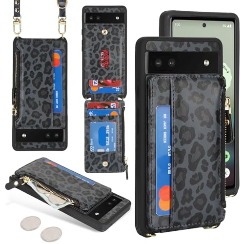 Cavor Compatible with Google Pixel 6a Case Wallet, Leopard Black - color: Leopard Black, size: Google Pixel 6a