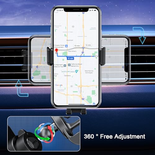 Wireless Car Charger Mount, Dual Coil 15W Fast Charging Holder with Auto Smart Sensor Clamping and LED Ambient Light, Upgraded Phone Holder for Cars