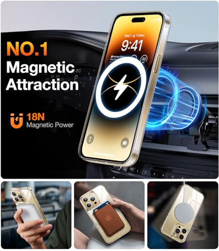 TORRAS Stronger Magnetic for iPhone 14 Pro Case, Never Yellow, Clear Back | Compatible with MagSafe, 12 FT Military Grade Drop Tested, Protective Slim Thin Case for iPhone 14 Pro Phone Case - color: Clear