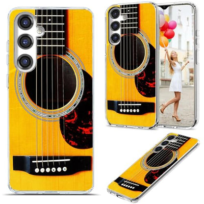 for Samsung Galaxy S24 FE Case for Girl Women Men, Full Protective Shockproof Slim Soft TPU Clear Phone Cover Cases Design for Galaxy S24 FE,Funny Music Lover Fan Yellow Acoustic Guitar - color: funny yellow Acoustic guitar