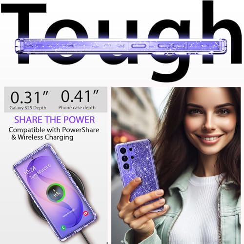 Full Protective for Galaxy S26 Ultra Heavy Duty Hybrid 3 in 1 Rugged Shockproof Women Girls for Samsung Galaxy S26 Ultra 6.9 inch 5G Shiny Clear Glitter Bling Sparkle - size: 6.9 inch (for S26 Ultra)