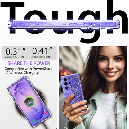 Full Protective for Galaxy S26 Ultra Heavy Duty Hybrid 3 in 1 Rugged Shockproof Women Girls for Samsung Galaxy S26 Ultra 6.9 inch 5G Shiny Clear Glitter Bling Sparkle - size: 6.9 inch (for S26 Ultra)