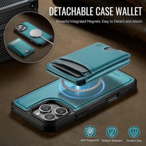 WJX for iPhone 16 Pro MagSafe Wallet Case, 2-in-1 Detachable Luxury Card Holder, Universal MagSafe Compatible, RFID Blocking, Shockproof Kickstand Slim Cover， Lime Green - color: Lime green, size: iPone 16 Pro