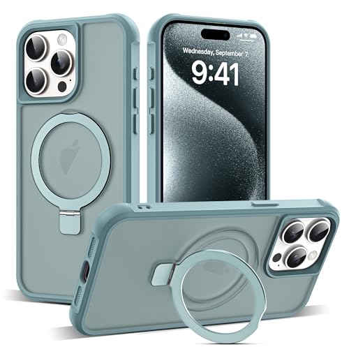 SKYLMW Compatible with iPhone 15 Pro Max Case with Stand,Blue | iPhone 15 Pro Max Phone Case 6.7",Magnetic Ring Stand,Compatible with MagSafe,Military-Grade Protection,Great Grip Feeling - color: Blue, size: Iphone 15 Pro Max