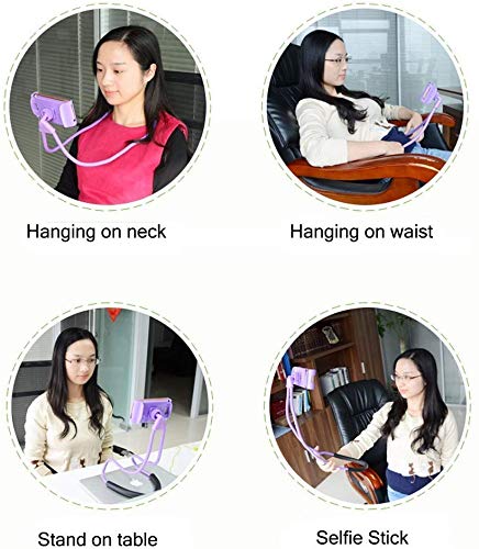 Universal Moblie Phone Stand,Lazy Cell Phone Holder&Neck Tablet Phone Mount - color: Purple