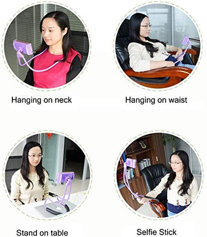 Universal Moblie Phone Stand,Lazy Cell Phone Holder&Neck Tablet Phone Mount - color: Purple