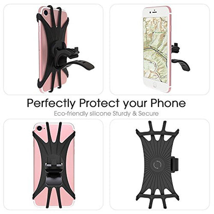 Bike Cell Phone Mount, Silicone Bike Bicycle Motorcycle MTB Stroller Handlebar, Universal Cycling Holder Fits 360° Rotation Compatible with All Apple iPhone Samsung Galaxy, Google Pixel