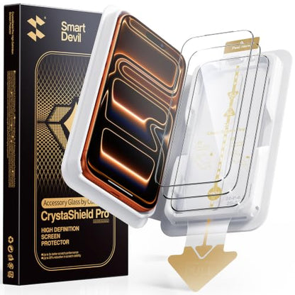 SMARTDEVIL 3 Pack Tempered Glass for iPhone 17 Pro Max Screen Protector | Accessory Glass by Corning™,SGS Military-Grade Shatterproof,HD Clear,SmartPull Bubble-Free Install,Case Friendly - size: iPhone 17 Pro Max 6.9 inches