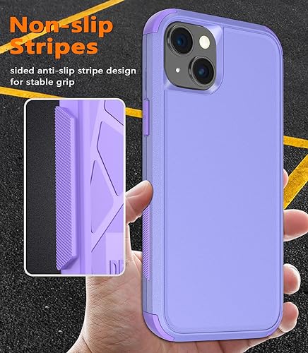 Diverbox for iPhone 15 Pro Case [Shockproof] [Dropproof] [Tempered Glass Screen Protector ],Heavy Duty Protection Phone Case Cover for Apple iPhone 15 Pro 6.1 inch (Purple) - color: Purple