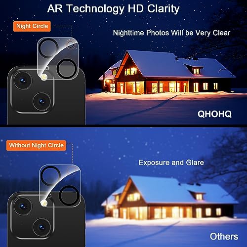 QHOHQ 3 Pack Screen Protector for iPhone 15 [6.1 Inch] with 3 Pack Camera Lens Protector, Tempered Glass Film, HD Clear, 9H Hardness, No Bubbles, Case Friendly - size: iPhone 15 6,1 Inch