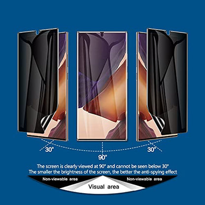 LYWHL [2+2 Pack for Samsung Note 20 Ultra Privacy Screen Protector, [Support Fingerprint ID] Anti-Spy Black Full Adhesive Flexible Film + Camera Lens Glass Protector for Galaxy Note 20 Ultra
