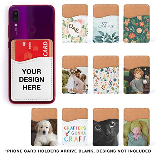 Sublimation Blanks Phone Wallet - PU Leather Card Holder for Back of Phone Stick on iPhone Android HTV Friendly DIY Blanks for Vinyl Projects (White PU Leather)