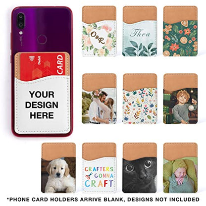 Sublimation Blanks Phone Wallet - PU Leather Card Holder for Back of Phone Stick on iPhone Android HTV Friendly DIY Blanks for Vinyl Projects (White PU Leather)