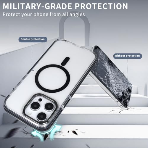 for iPhone 13 Pro Case [Compatible with MagSafe] [Military-Grade Drop Protection] [Anti-Scratch Shockproof] Transparent Clear Magnetic Phone Case Cover 6.1 inch, Black - color: Black, size: iPhone 13 Pro