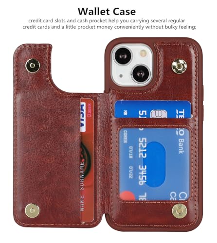 iCoverCase Compatible with iPhone 13 Mini Case with Card Holder, Wallet Phone Case for Women Men RFID Blocking PU Leather Protective Case 5.4 Inch (Dark Brown) - color: Dark Brown