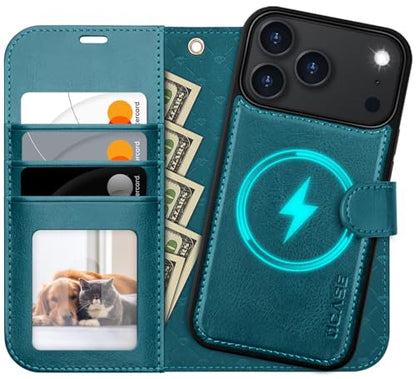 OCASE for iPhone 17 Pro Detachable Wallet Case with Card Holder, 2 in 1 PU Leather Flip Folio with RFID Blocking Stand Wrist Strap Shockproof Phone Cover 6.3 Inch 2025, Peacock Blue - color: Peacock Blue, size: iPhone 17 Pro