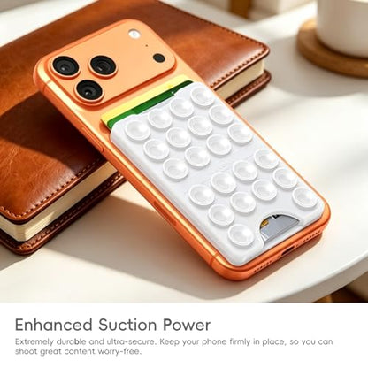 Anteel Silicone Phone Wallet Pocket, Suction Cup Phone Card Holder Adhesive Mount, Up to 3 Cards Can be Inserted, Hands-Free, Powerful Grip for Selfies and Videos, 2.28"x3.54" (Lavender) - color: Lavender