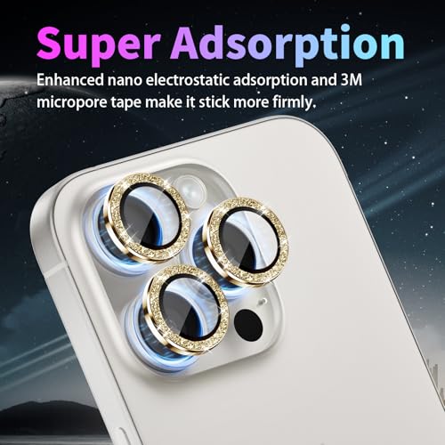 Camera Lens Protector for iPhone 16 Pro/16 Pro Max, Glitter Gold - color: Glitter Gold