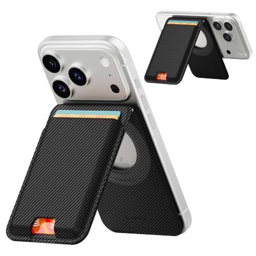Sinjimoru Magnetic Wallet Stand for MagSafe, 3-Card Holder, Carbon Black - color: Carbon Black