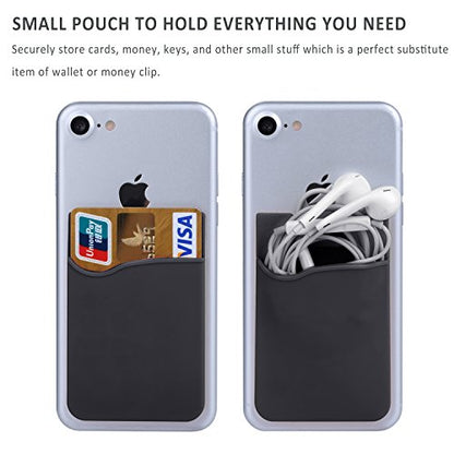 Adhesive Phone Card Holder,Phone Wallet Stick On Card Holder Back of Phone | 3 Pack Silicone Credit Card Holder for Phone Case,Sticky Wallet Pouch Business Card Sleeve for iPhone 17,iPad,Galaxy,Android - color: Black,Black,Black