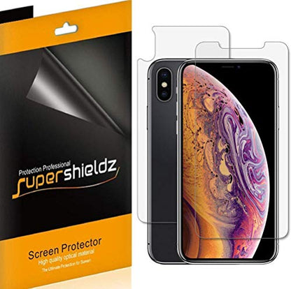 Supershieldz Designed for Apple iPhone XS and iPhone X 5.8 inch (Front and Back) Full Body Screen Protector, 0.23mm, High Definition Clear Shield (3 Front and 3 Back)