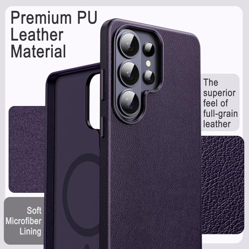 JETech Vegan Leather Case for Samsung Galaxy S26 Ultra, Heron Purple | Compatible with MagSafe, Anti-Slip Grip Phone Cover, Metal Button, Soft Microfiber Lining - color: Heron Purple, size: Galaxy S26 Ultra