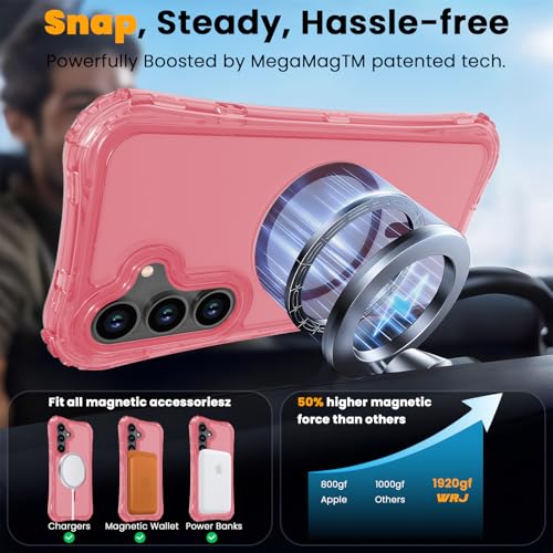 WRJ Magnetic Clear for Samsung Galaxy S26 FE Case,Samsung S25 FE Case [Fit for MagSafe][Military Grade Drop Protection] Translucent Shockproof Protective Phone Case-Peach Pink - color: Peach Pink, style: Transparent