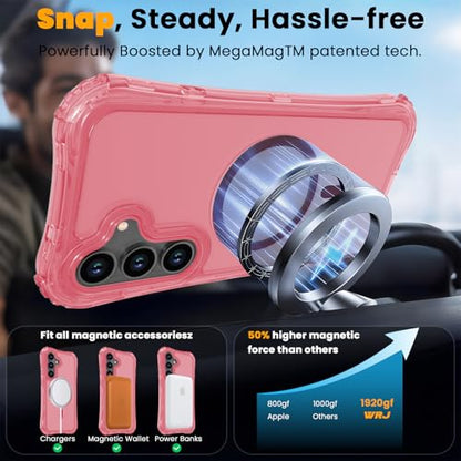 WRJ Magnetic Clear for Samsung Galaxy S26 FE Case,Samsung S25 FE Case [Fit for MagSafe][Military Grade Drop Protection] Translucent Shockproof Protective Phone Case-Peach Pink - color: Peach Pink, style: Transparent