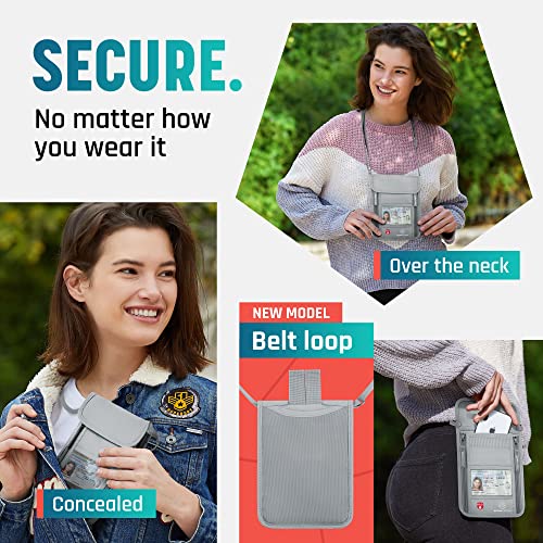 Neck Wallet, Travel Pouch For Passport Holder And Documents, Travel Neck Wallet For Traveling Women. - color: Silver