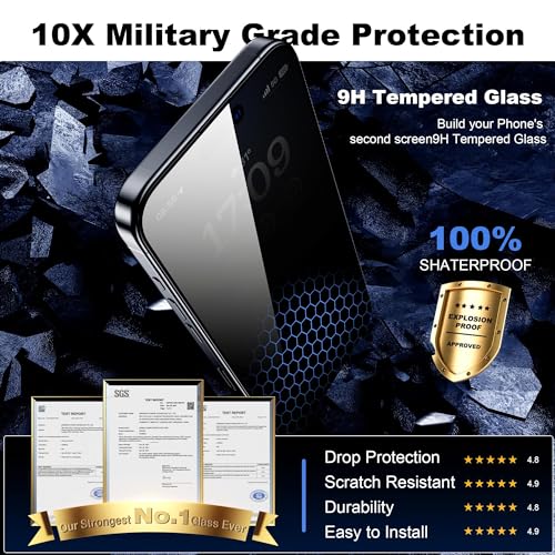 WSKEN Privacy Screen Protector for iPhone 14 Pro Max - [Auto-Dust Removal] Full Coverage Screen 2.5D Edge 28 Degree 10s HD Tempered Glass Film with Dust Clean Installing House 2022 5G,2 Pack - color: 2 Pack Privacy