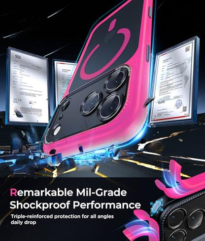 Magnetic for iPhone 17 Pro Max Case with Integrated Camera Protection, [Seamless Work with Magsafe] [Military Grade Shockproof] [Covered Camera Control Button] for iPhone 17 Pro Max 6.9'', Hot Pink - color: Hot Pink