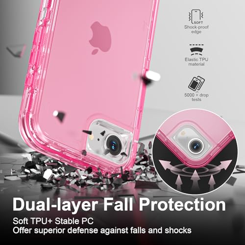 Follaroma for iPhone 17e/iPhone 16e Case, Heavy Duty Shockproof Protection Phone Cases, Anti-Drop, Dual Layer Transparent Protective Cover Compatible with iPhone 17e/iPhone 16e, 6.1'', Crystal Pink - color: Pink, size: iPhone 17e/iPhone 16e 6.1''