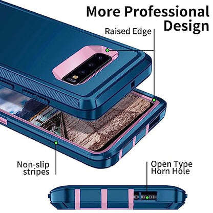 for Galaxy S10 Case,[Without Screen Protector] Heavy Duty Shockproof Dust/Drop Poof 3 Layers Full Bady Protection Rugged Cover Case for Galaxy S10,Turquoise/Pink - color: Turquoise/Pink