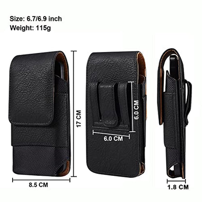 Phone Holster for Samsung Galaxy A17 A16 A15 A25 A35 A55 A57, S26 Ultra, S25 S24 S23 S22 Ultra Plus FE/iPhone 16 Pro Max/Moto G Power Cell Phone Pouch Case with Belt Clip Loop Card Holder (Black #A) - color: Black - Vertical